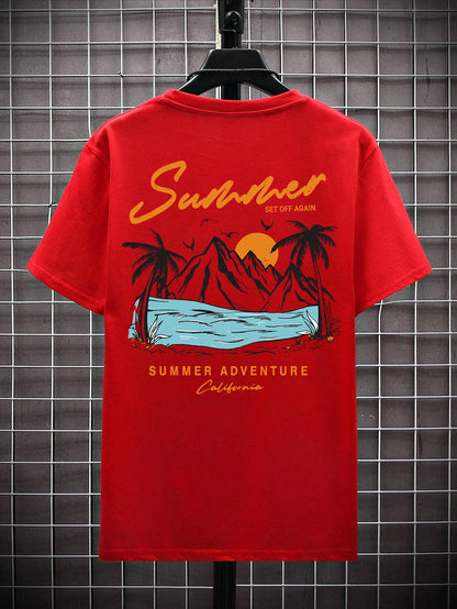 Camiseta Hombre 2025 | “Off Again Adventure” Estilo Verano Casual Oversize