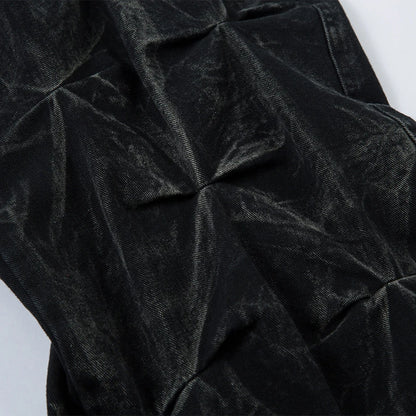 Jeans Negros Baggy Hombre | Pantalón Vaquero Plisado Streetwear Hip Hop Harajuku Oversize 2025