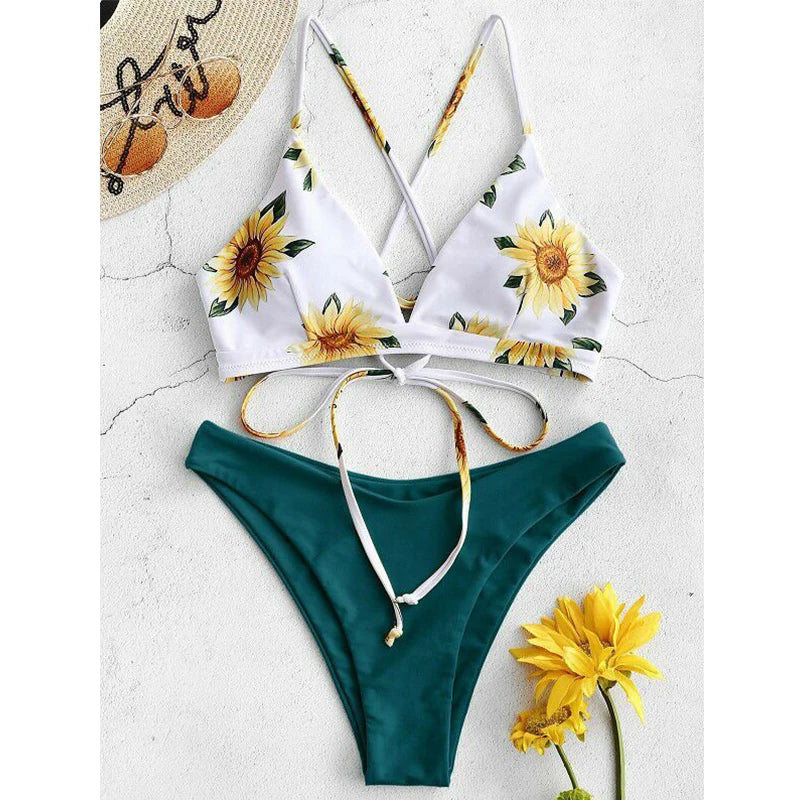 Bikini Mujer Girasol 2025 | Push Up Sexy con Estampado Floral Swimwear
