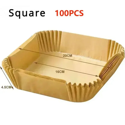 50/100 Pcs Papel para Freidora de Aire 🍴 Desechable Antiadherente con Revestimiento de Silicona | Papel Absorbente de Aceite para Hornear y Cocinar