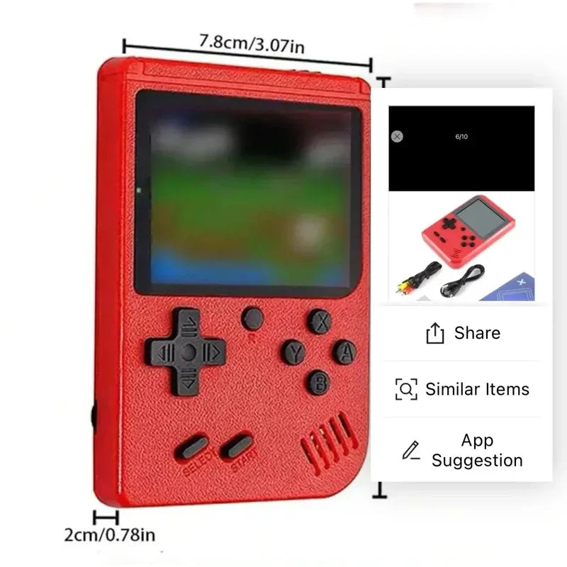 Consola Retro Portátil Infantil Roja | 400 Juegos Clásicos + Conexión TV y Batería Recargable