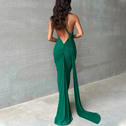 Vestido Largo Mujer Sexy 2024 | Vestido Un Hombro Espalda Descubierta Ajustable Elegante Y2K