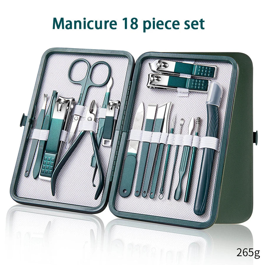 Set de Manicure y Pedicure Portátil 6-18 Piezas Ouriner | Kit de Cuidado Personal con Tijeras de Cejas y Cortauñas