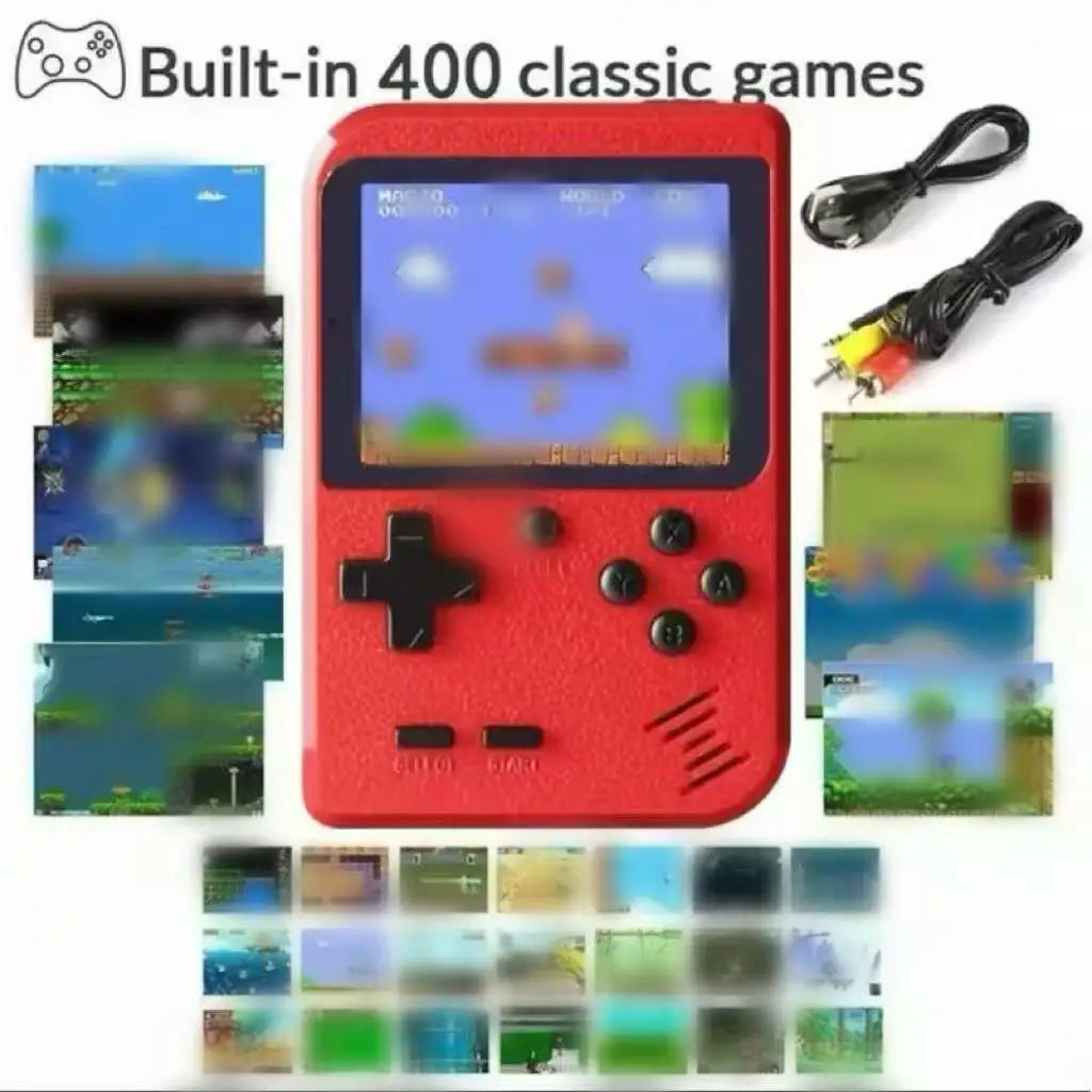 Consola Retro Portátil Infantil Roja | 400 Juegos Clásicos + Conexión TV y Batería Recargable