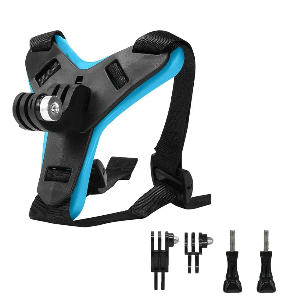 Soporte de correa para casco con montura de barbilla – Compatible con GoPro Hero 12/11/10/9/8/7/6/5/4 y cámaras de acción deportivas