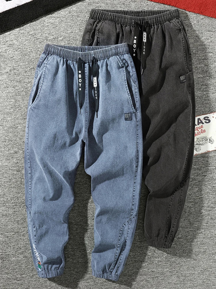 Jeans Jogger Hombre Tallas Grandes 6XL–8XL | Pantalón Cargo Denim Streetwear Negro y Azul