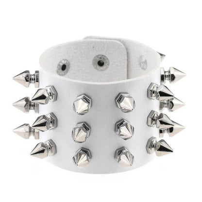 Pulsera Punk de Cuero PU con Tachuelas y Púas - Brazalete Ajustable Negro Unisex