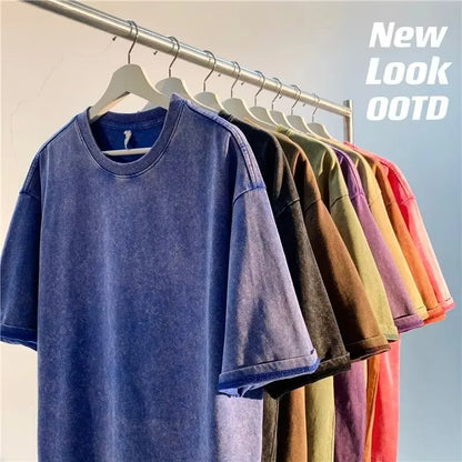 Camiseta Unisex 2025 | Estilo Americano Retro Oversize con Acabado Lavado