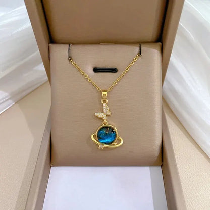 Collar Y2K Cielo Estrellado con Luna y Estrella | Cadena de Acero Inoxidable de Lujo | Collar Versátil de Moda Mujer