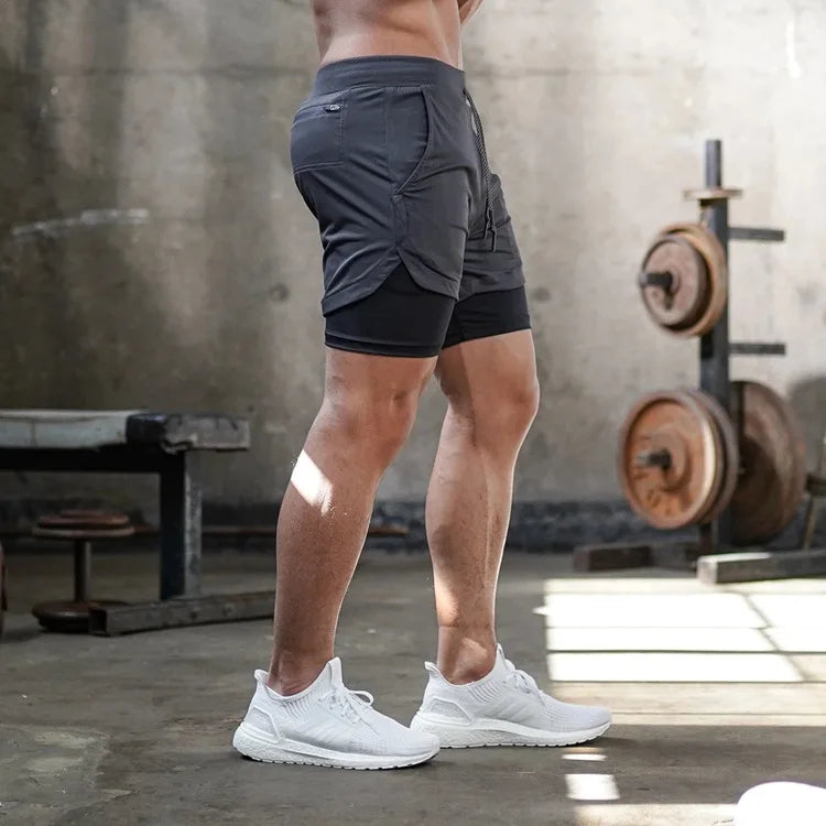 Shorts Deportivos 2 en 1 para Hombre – Gym, Fitness y Running con Compresión, Secado Rápido y Estiramiento