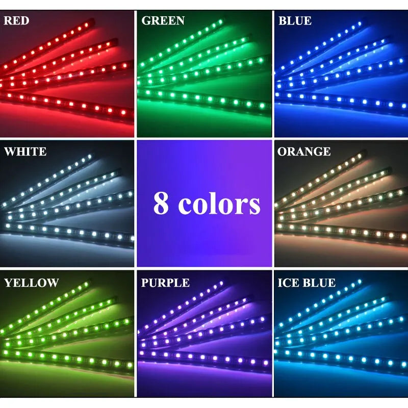 Kit de Luces LED Neón RGB para Interior de Coche | Tiras Decorativas con Control Remoto, App y Modo Música