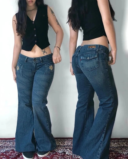 Jeans Baggy Bordados Hombre | Pantalones Oversize Y2K Hip Hop Streetwear Harajuku Cintura Alta Pierna Ancha