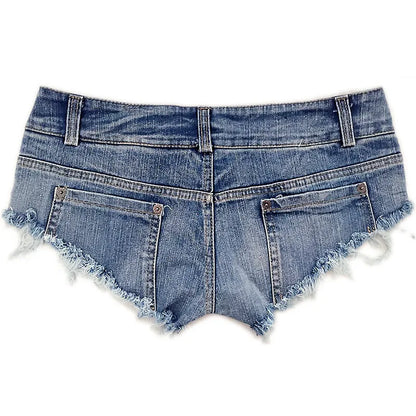 Shorts Vaqueros Mujer Cintura Baja | Denim Sexy Super Corto Skinny con Roturas