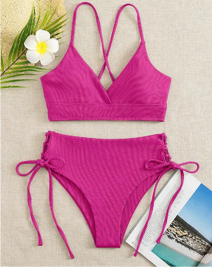 Bikini Sexy Mujer | V-Neck Split Triangular Playa y Piscina