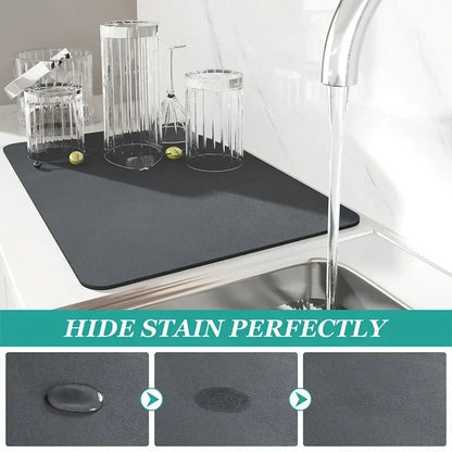 Alfombrilla Absorbente de Cocina | Tapete para Cafetera, Escurridor de Utensilios y Secado Rápido | Antideslizante 30x40cm