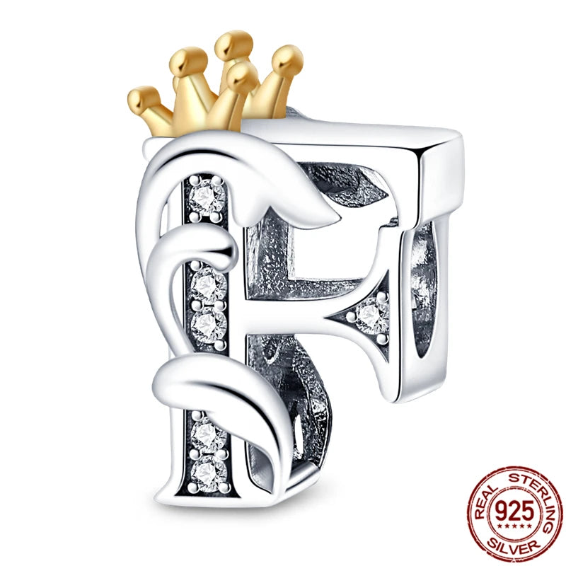 Charm letra A-Z en plata 925 – Abalorio inicial alfabeto para pulseras o collares tipo Pandora, joyería personalizada mujer