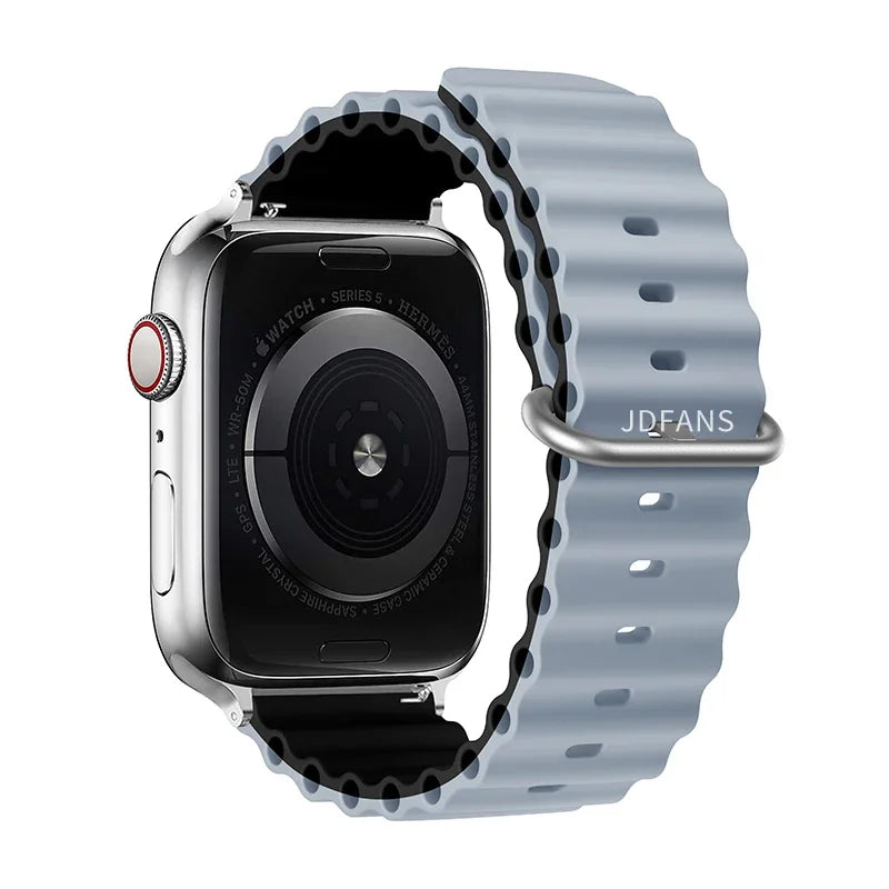 Correa Ocean Band Compatible con Apple Watch | Pulsera Deportiva Ajustable 49mm 45mm 44mm 41mm 40mm Series SE 3 6 7 8 9 10 Ultra