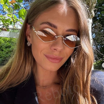 Gafas de Sol Poligonales Pequeñas Mujer | Estilo Vintage Cat Eye Marco Metálico