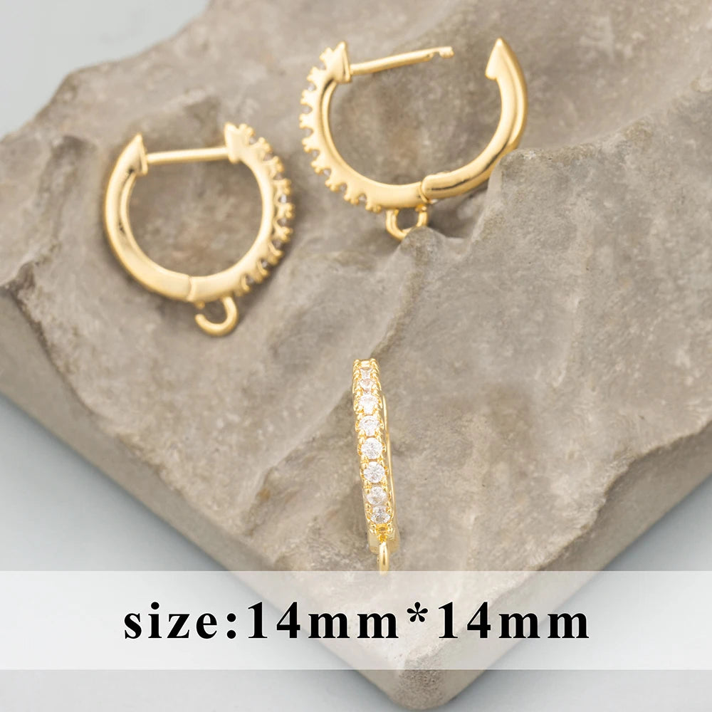 GUFEATHER 6pcs Accesorios de Joyería MG23 | Ganchos Cierre con Zirconias, Cobre Chapado en Oro 18K y Rodio PVD
