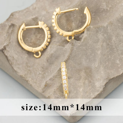 GUFEATHER 6pcs Accesorios de Joyería MG23 | Ganchos Cierre con Zirconias, Cobre Chapado en Oro 18K y Rodio PVD