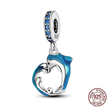 Charm camaleón y luciérnaga en plata 925 – Dije animal brillante, compatible Pandora, pulsera y collar mujer