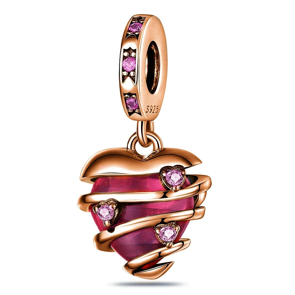 Charm Colgante Pareja Plata 925 y Oro Rosa | Compatible Pandora Original | Pulsera o Collar Mujer
