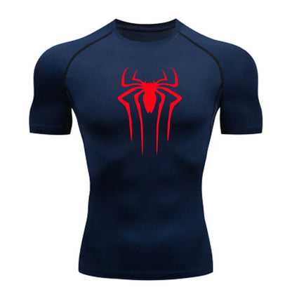 Camiseta Compresiva de Hombre – Gym, Fitness, Running y Superhéroe, Rashguard, Manga Corta, Secado Rápido, T-Shirt Deportivo