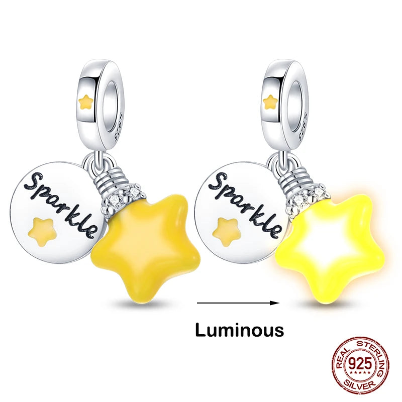 925 Sterling Silver Chameleon Luminous Firefly Butterfly Charms Beads Fit Qikaola 925 Original Bracelets Fine DIY Jewelry Making