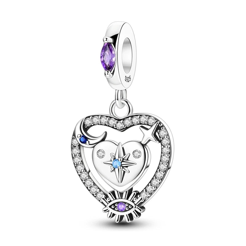 Charm Corazón Mamá e Hija en Plata 925 – Colgante Clásico para Pulseras Tipo Pandora, Regalo Día de la Madre