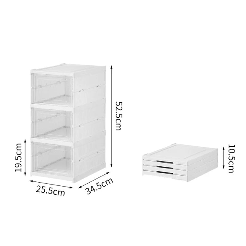 Organizador de Zapatos Plegable 3/6 Niveles – Caja Transparente Apilable y Antipolvo | Mueble Zapatero de Plástico