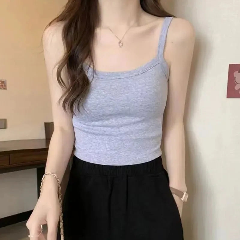 Top Corto Mujer 2025 | Crop Top Sexy Sin Mangas y Lencería Básica