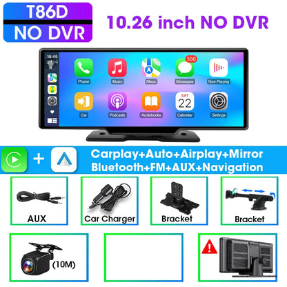 10.26" Carplay Screen for Car,Wireless CarPlay & Android Auto Multimedia Video Player,Universal Car Radio,BT AUX FM Car Stereo