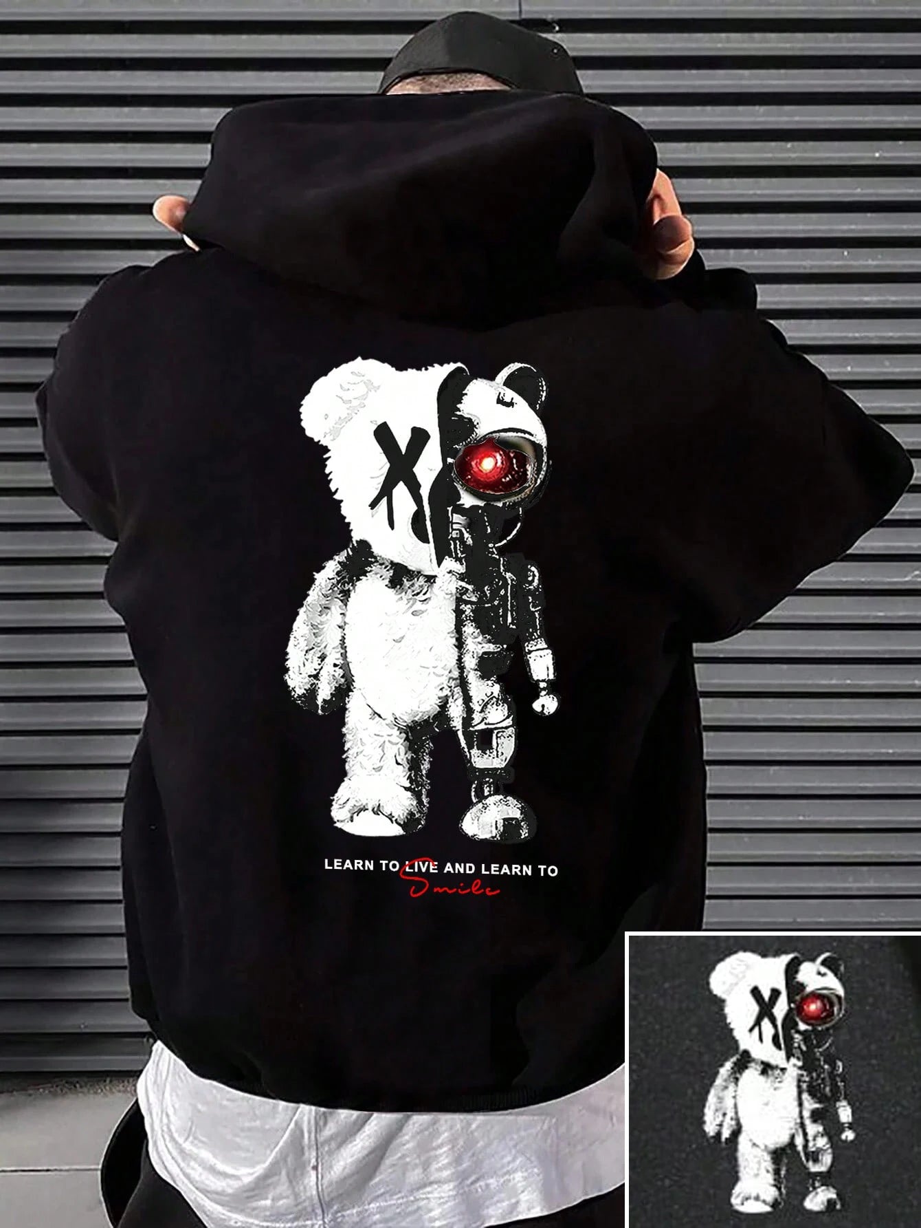 Hoodie Oversize con Estampado de Oso – Sudadera Creativa de Dibujos Animados para Hombre, Moda Casual Otoño Invierno