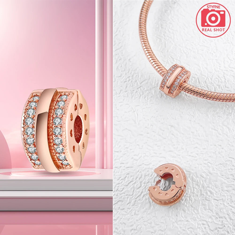 Charm Colgante Pareja Plata 925 y Oro Rosa | Compatible Pandora Original | Pulsera o Collar Mujer