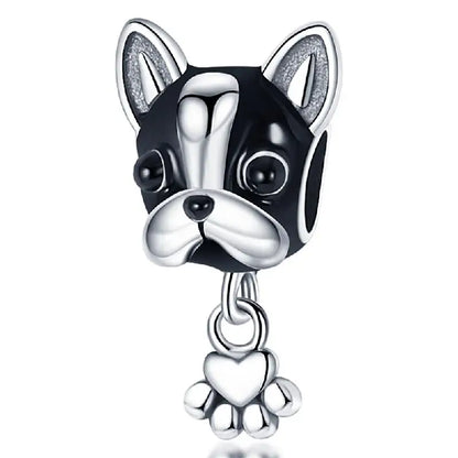 Charm Mascotas y Animales en Plata 925 – Gatito, Perrito y Oveja con Circonitas de Colores | Compatible Pulsera Pandora