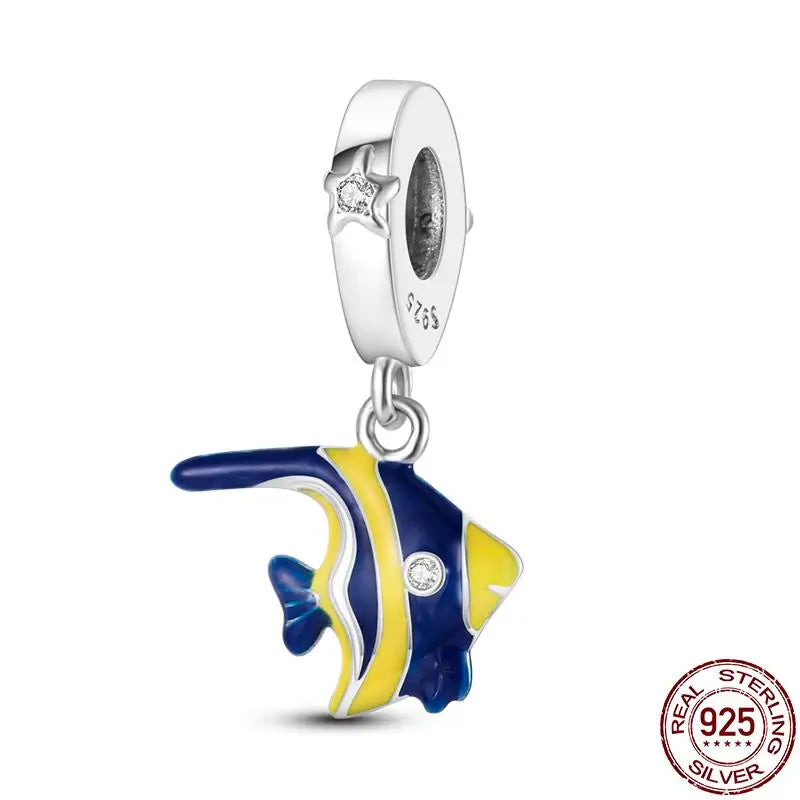 Charm camaleón y luciérnaga en plata 925 – Dije animal brillante, compatible Pandora, pulsera y collar mujer