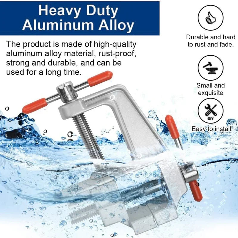 Mini Tornillo de Banco 3.5" de Aluminio | Mordaza de Mesa Multiusos con Rotación 360° para Joyería, Manualidades y Hobby