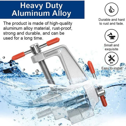 Mini Tornillo de Banco 3.5" de Aluminio | Mordaza de Mesa Multiusos con Rotación 360° para Joyería, Manualidades y Hobby