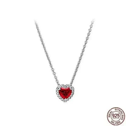 Collar colgante corazón redondo plata 925 – Dije clásico brillante compatible Pandora