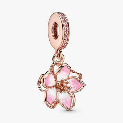 Charm flor margarita rosa de plata 925 – Colgante en forma de flor para pulsera tipo Pandora, joyería elegante para mujer