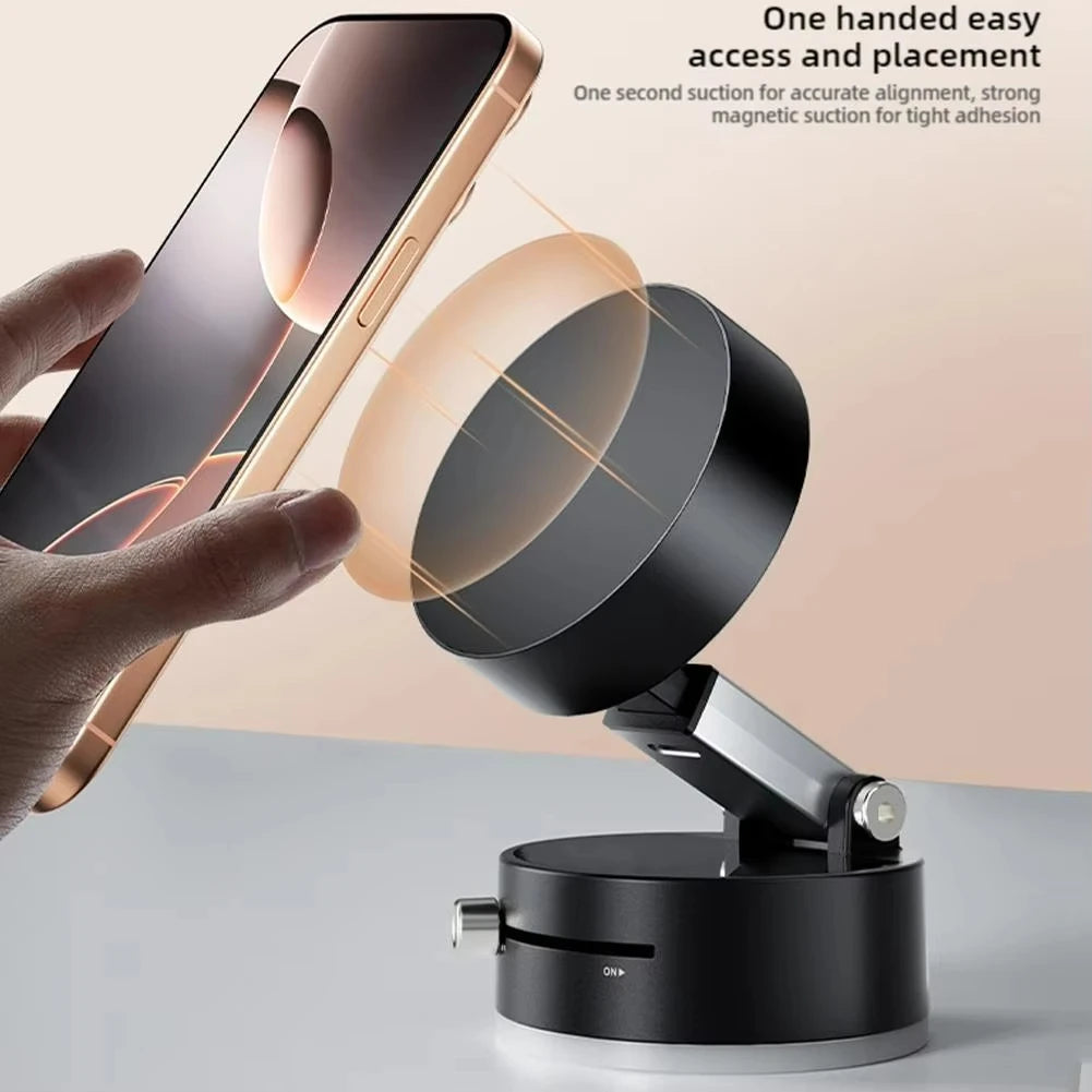 Soporte Magnético Plegable para Teléfono en Coche – Montaje de Salpicadero con Rotación 360° y Ventosa de Succión Fuerte