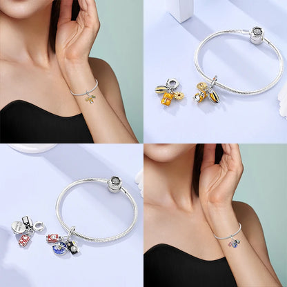 Charm de Plata S925 Hamster, Terrier y Princesa – Abalorios Brillantes para Pulseras Originales 3mm