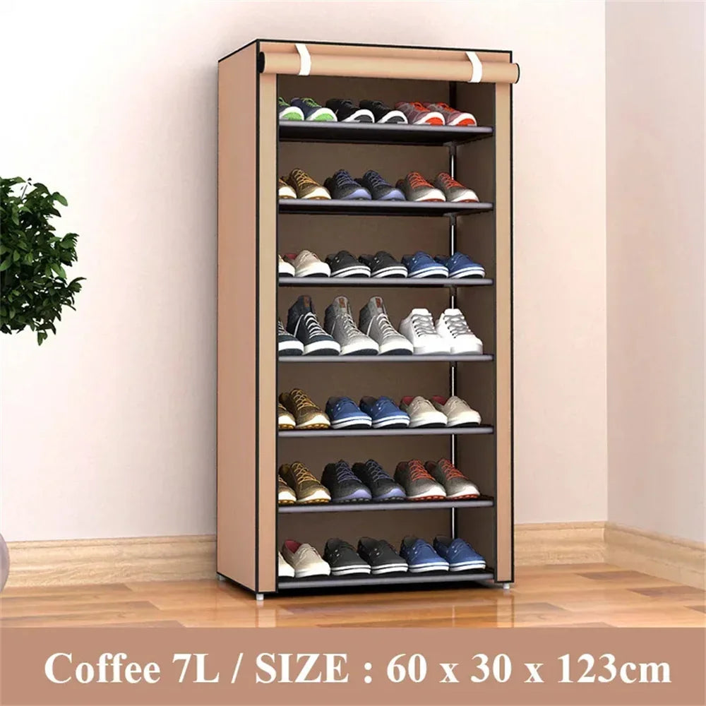 Organizador de Zapatos Multicapa – Estantería Plegable de Tela No Tejida, Ahorro de Espacio y Antipolvo