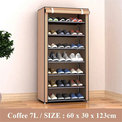 Organizador de Zapatos Multicapa – Estantería Plegable de Tela No Tejida, Ahorro de Espacio y Antipolvo