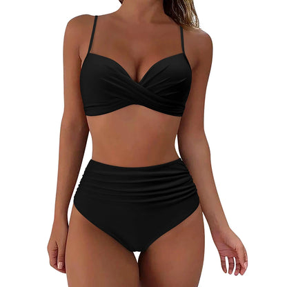 Bikini Vintage Mujer 2025 | Push Up Cintura Alta Estampado Retro Verano Playa