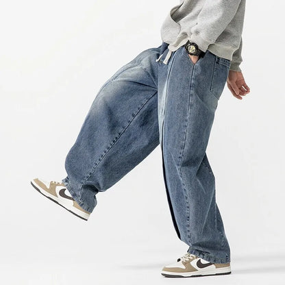 Pantalones Harem Vintage 2025 para Hombre – Jeans Holgados Hip Hop Pierna Ancha Recta Oversize con Cintura Elástica