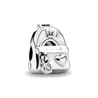 Charm colgante maestra plata 2023 – Abalorio en forma de cuaderno, lápiz y birrete para pulsera tipo Pandora mujer