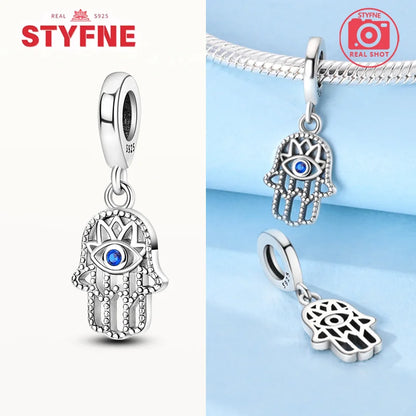 Charm Mano Hamsa Plata 925 | Amuleto de la Suerte Compatible Pandora Pulsera Mujer