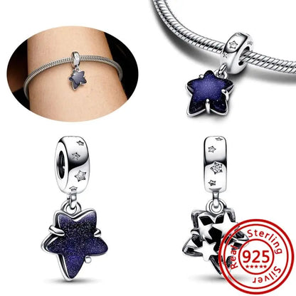 Charm Espacio y Galaxia en Plata 925 – Abalorios Astronauta, Planeta y Estrellas para Pulsera Original Mujer