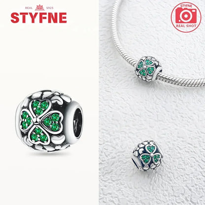 Charm Trébol de Cuatro Hojas en Plata 925 – Abalorios Suerte para Pulseras Originales Mujer